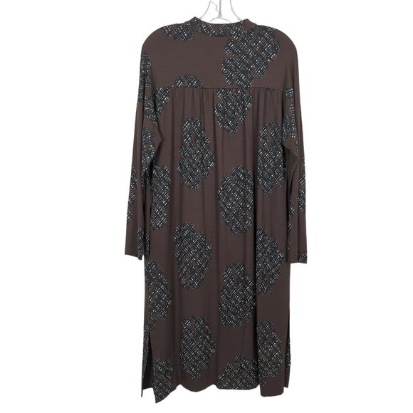 Masai Copenhagen Shift Dress Women’s Large Brown Black Floral Print Long Sleeve - Picture 9 of 16